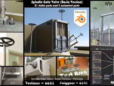 Spindle Gate Valve - Rusty and Basic Version 3D Model Pack