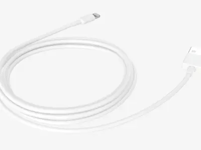 White lightning to USB cable 3D model