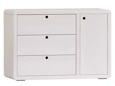 Montauk White Wood 3 Drawer Kids Dresser with Door  3D model