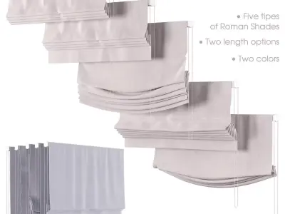 Roman Curtains 70 Five Types Corona 3D model