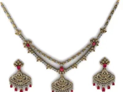 Luxury Double Line Diamond Necklace 3D print model