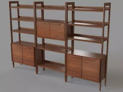 Tate Bookcase Bar With 2 Bookcase Cabinets 3D model