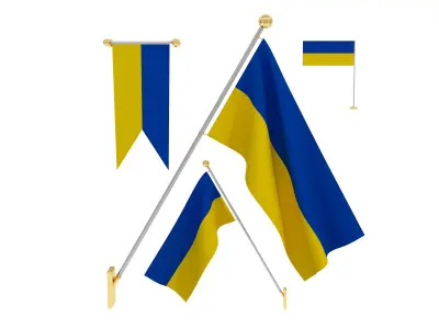 Flags of Ukrania 3D model