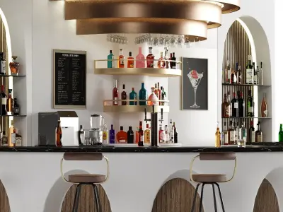 Bar 14 Curve Bar 110 Bottles 3D model