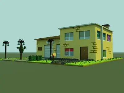 House-Pix house on street Low-poly 3D model