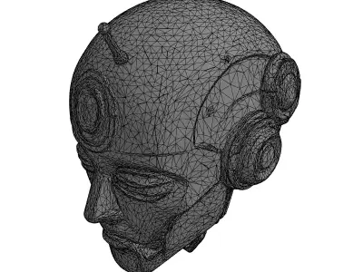 Futuristic Robot Head 3D Model Low-poly 3D model