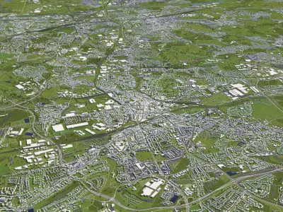 Bochum Germany 50x50km 3D City Map 3D model