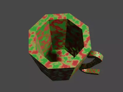 Metal cup with green paint with rust and dirt on surface Low-poly 3D model