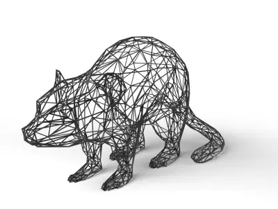 Mouse Wireframe Low-poly 3D model