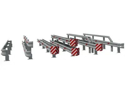Road fence kit  Low-poly 3D model