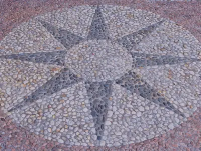 Pebble stone mosaic sidewalk raw scan 3D model