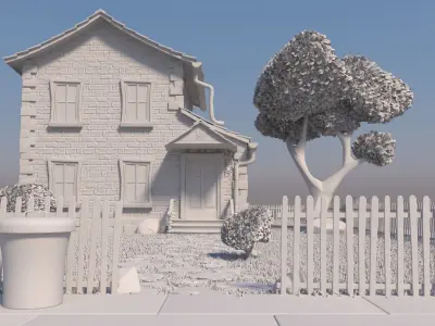 Toon House With Garden 3D model