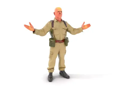 Character Model Veteran Soldier Rigged and Animated Low-poly 3D model