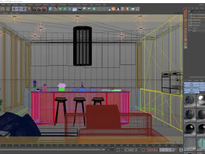 Corona - C4D Scene files - Modern Kitchen Interior 3D model buy