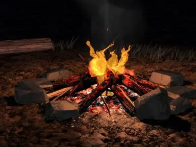 Bonfire animated 3D model