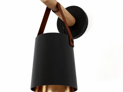 Nordic Wooden Hanging Wall Lamp 3D model