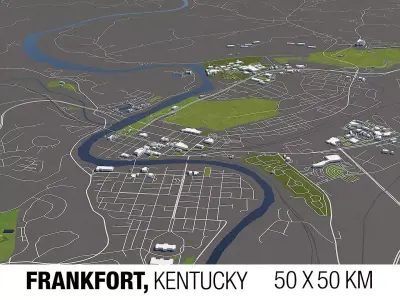 Frankfort Kentucky USA 50x50km 3D City Map 3D model
