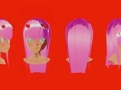 Hair Pack 10 Models  Low-poly 3D model