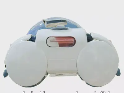 Futuristic Robotic Assistant with Neon Indicators Low-poly 3D model