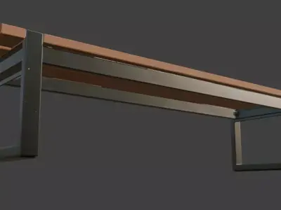 Wooden Park Bench 3D Model 3D model