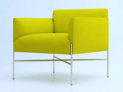 Armchair lounge chair fabric with chrome legs 3D model
