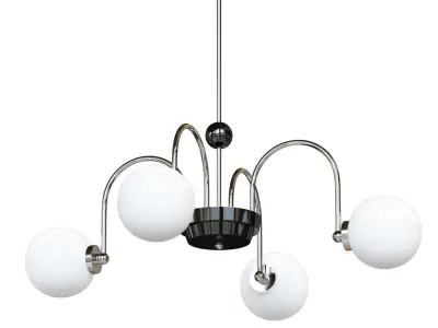 Modern Chrome Chandelier with White Glass Shade 3D model