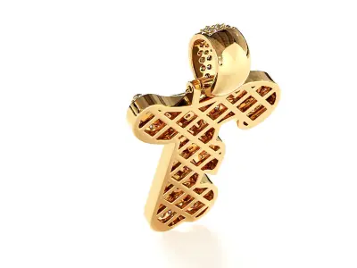 Tattoo fonts T alphabet pendent 3D print model