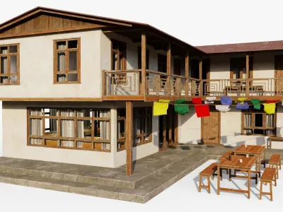 Mountain Lodge Low-poly 3D model