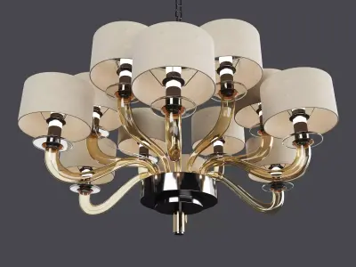 Tiepolo 12 Lights Fume Glass Chandelier 3D model