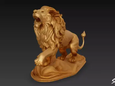 Lion Statue V19 Low-poly 3D model