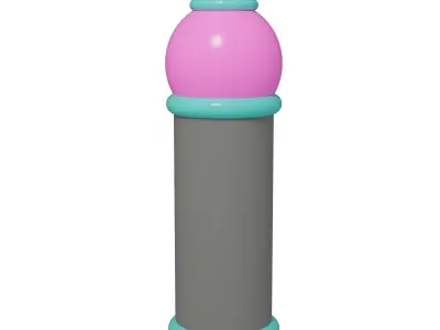 Futuristic stylized street sign and post 3D model