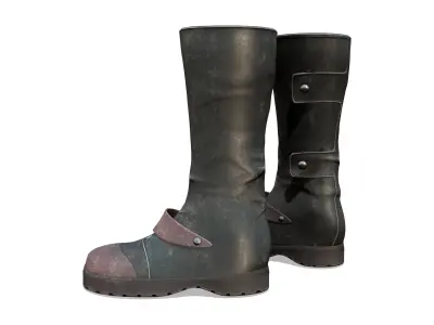 Apocalyptic Grunge Calf Boots Low-poly 3D model