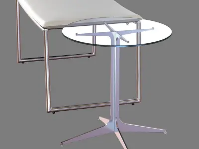 cb2 triumph chalk ottoman and custom made round side table with  3D model