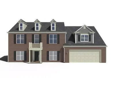 Red Brick Georgian House 3D model