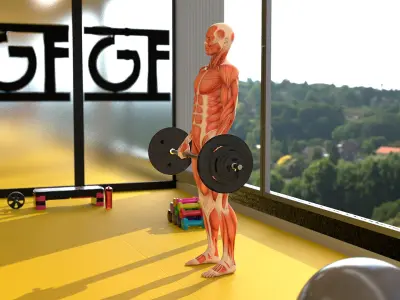  Anatomy Male Muscular System Deadlift Animated Rigged for Maya 