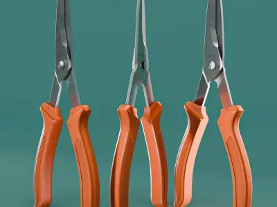 garden scissors gardening tools Low-poly 3D model