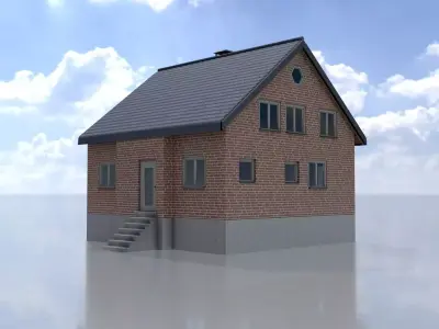 Modern single-family house version 4 R Low-poly 3D model