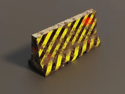Concrete barrier  Low-poly 3D model 9