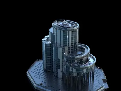 Futuristic Future Modern City Building Skyscraper 26 3D model