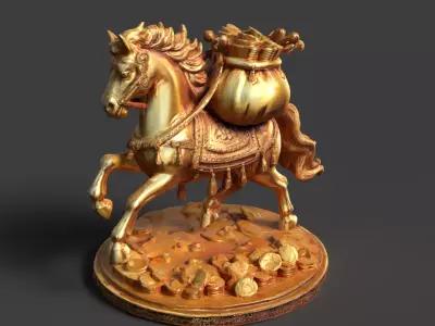 Chinese Zodiac Horse Figure  Low-poly 3D model