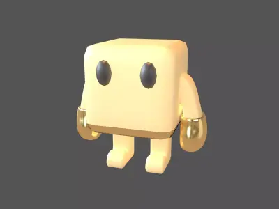 Cube Character 00004 Boxer Gold Low-poly 3D model