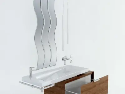 Sink with Mirror Low-poly 3D model