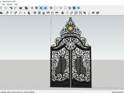 3d model of iron gate art exterior villa architecture 3D model 3D model