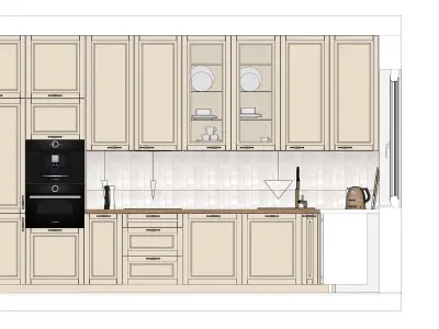 Beige classic kitchen 3D model