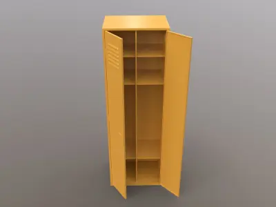 PBR School Gym Locker 09 - Yellow Low-poly 3D model