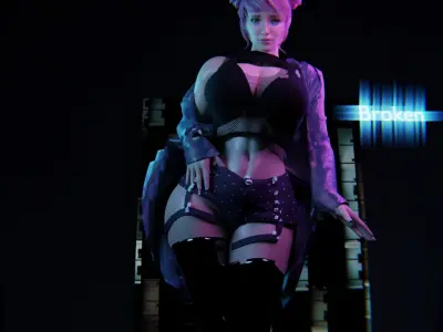 Modular Sci Fi Cyberpunkish-Game Ready Female Characters  Low-poly 3D model