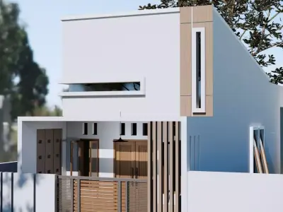  Modern Minimalist Box House 3D Render 3D model