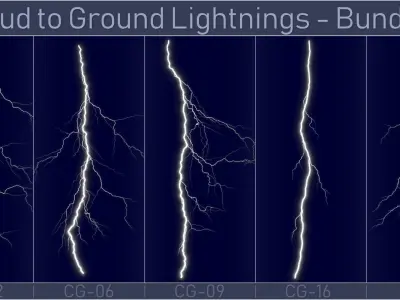 Realistic Lightnings Bundle 02 - 5 pack CG