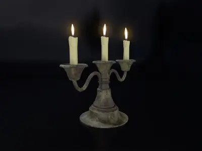 Medieval Candle Stand V02 Low-poly 3D model