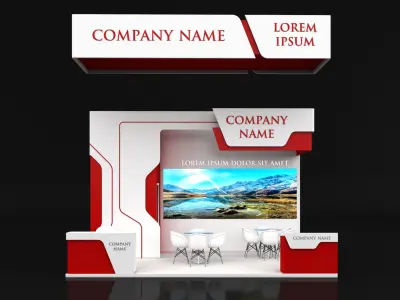 Booth Exhibition Stand Stall 6X4m Height 400 cm 3 Side Open 3D model